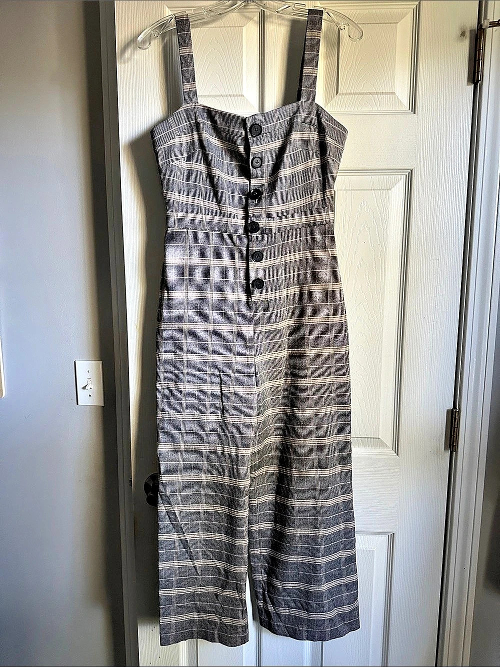Cupcakes and Cashmere Plaid Wide Leg Jumpsuit in Gray